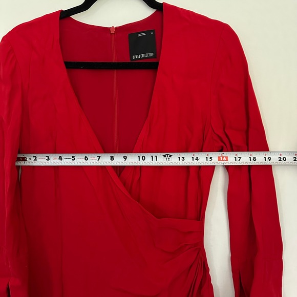 C/MEO Collective Mini Dress Wrap Long Sleeve Party‎ Cocktail Red Night Air XS - Picture 9 of 10